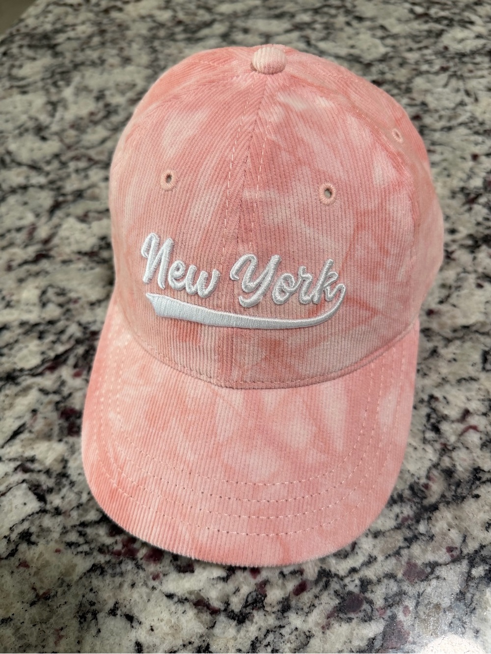 The Accessory Collective New York Pink Corduroy Baseball Cap One Size